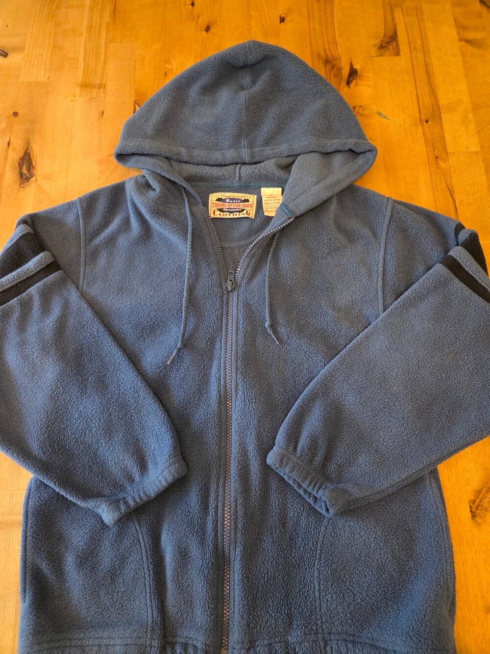 Vintage Unbiased Basic Thums Up For Boys Blue Fleece Zip Up Hoodie Jacket Size M